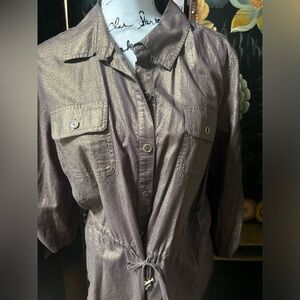 Chico’s brown shimmering button up blouse Chico’s size 3